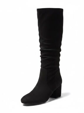 Classic Black Knee-High Block Heel Boots - Women